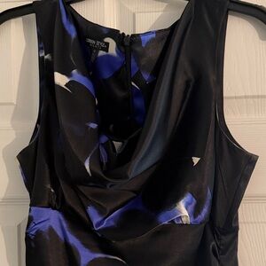 London Style Black and Blue Patterned Dress